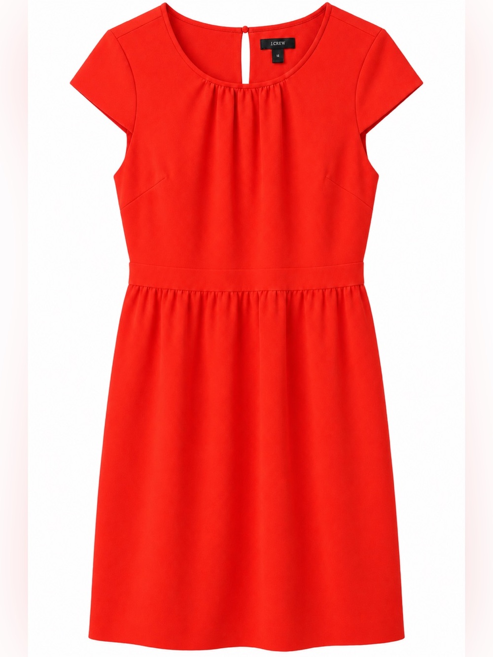 J. Crew Cap-Sleeve Crepe Dress | Bright Cerise Orange